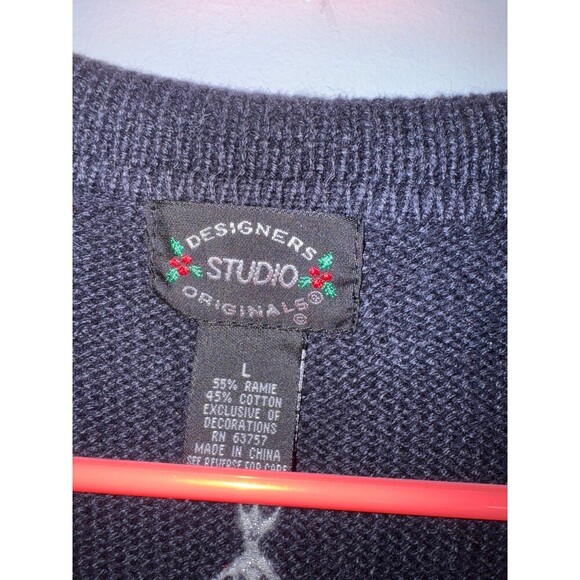 Designers Studio originals navy blue Christmas vest size large - Picture 4 of 6